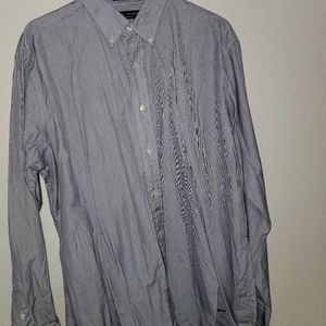 Grey and white long sleeve button dress shirt